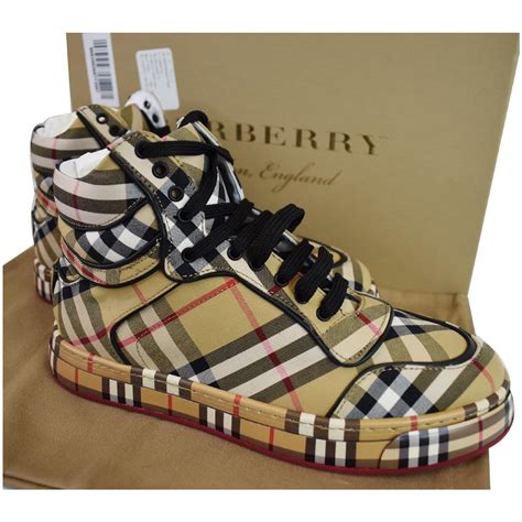 used burberry sneakers|high top Burberry sneakers.